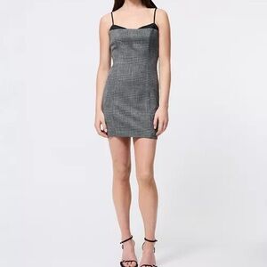French Connection Black and Gray Plaid Peek-A-Boo Mini Dress